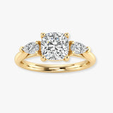 "Liliana" 1 Carat Three Stone Cushion Cut and Pear Cut Diamond Trilogy Engagement Ring 3SCC02