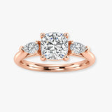 "Liliana" 1 Carat Three Stone Cushion Cut and Pear Cut Diamond Trilogy Engagement Ring 3SCC02