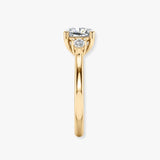 "Liliana" 1 Carat Three Stone Cushion Cut and Pear Cut Diamond Trilogy Engagement Ring 3SCC02
