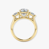 "Liliana" 1 Carat Three Stone Cushion Cut and Pear Cut Diamond Trilogy Engagement Ring 3SCC02