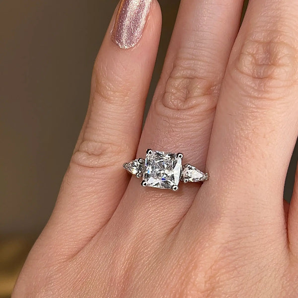 "Liliana" Cushion Three Stone Trilogy Diamond Ring 3SCC02 - HEERA DIAMONDS