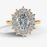 "Lina" Oval Cut 1 carat halo Platinum Engagement Ring HAOC01 HEERA DIAMONDS