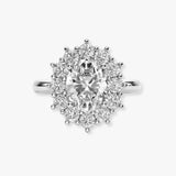"Lina" Oval Cut 1 carat halo Platinum Engagement Ring HAOC01