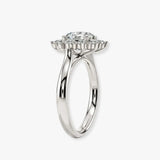 "Lina" Oval Cut 1 carat halo Platinum Engagement Ring HAOC01
