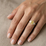"Lion" Oval Cut 5.5 Carat Lab Grown Trilogy Yellow Gold Engagement Ring