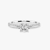 "Loana" 1 Carat Cushion Cut Diamond Double Row Diamond Pave Engagement Ring DSCC01