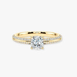 "Loana" 1 Carat Cushion Cut Diamond Double Row Diamond Pave Engagement Ring DSCC01