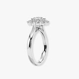 "Lottie" 1 Carat Flower Halo Oval Cut Diamond Hidden Diamond Undersetting Engagement Ring HAOC01