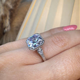 "Lottie" Emerald Cut 4 Carat Diamond Shoulder Platinum Engagement Ring DSEC09 HEERA DIAMONDS