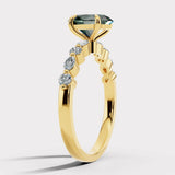 "Lousiana" Oval Cut 2 Carat Lab Grown Fancy Vivid Green Diamond Shoulder 18k Yellow Gold Engagement Ring DSOC05