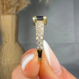 "Lumessia" 0.80 Carat Emerald Cut Blue Sapphire Natural Diamond Shoulder Engagement Ring MSR469