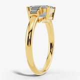 "Lunar" Radiant Cut 3 carat Diamond Shoulder 18kt Yellow Gold Engagement Ring  Render- Side view