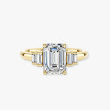 "Lunar" Radiant Cut 3 carat Diamond Shoulder 18kt Yellow Gold Engagement Ring