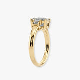 "Lunar" Radiant Cut 3 carat Diamond Shoulder 18kt Yellow Gold Engagement Ring