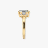 "Lunar" Radiant Cut 3 carat Diamond Shoulder 18kt Yellow Gold Engagement Ring