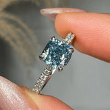 "Lunviera" Blue Sapphire 0.5 Carat Cushion Cut Diamond Shoulder Engagement Ring HLR528 HEERA DIAMONDS