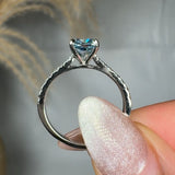 "Lunviera" Blue Sapphire 0.5 Carat Cushion Cut Diamond Shoulder Engagement Ring HLR528 HEERA DIAMONDS