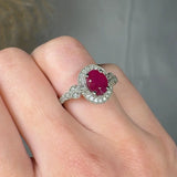"Luvira" Oval Cut Ruby 1.84 Carat Diamond Shoulder Engagement Ring HR1349 HEERA DIAMONDS