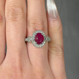"Luvira" Oval Cut Ruby 1.84 Carat Diamond Shoulder Engagement Ring HR1349 HEERA DIAMONDS