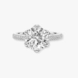 "Lux" 1 carat Petals Basket Set Round Brilliant Cut Diamond Grain Set Diamond Engagement Ring DSRB41