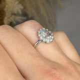 "Lyvoria" Aquamarine 0.99 Carat Oval Cut Lab Grown Diamond Engagement Ring HLR73