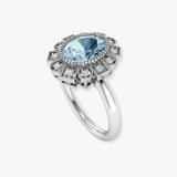 "Lyvoria" Aquamarine 0.99 Carat Oval Cut Lab Grown Diamond Engagement Ring HLR73