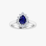 "Lyza" Blue Sapphire 0.41 Carat Pear Cut Natural Diamond Engagement Ring HR1264