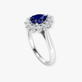 "Lyza" Blue Sapphire 0.41 Carat Pear Cut Natural Diamond Engagement Ring HR1264