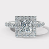 "Maddison" Princess Cut 2 Carat Halo Diamond Shoulder Engagement Ring HEERA DIAMONDS