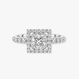 "Maddison" Princess Cut 2 Carat Halo Diamond Shoulder Engagement Ring