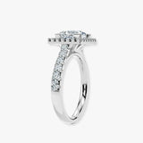 "Maddison" Princess Cut 2 Carat Halo Diamond Shoulder Engagement Ring