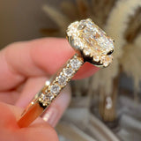 "Madonna" 2.0 Carat Halo Cushion Cut Diamond Shoulder 18k Yellow Gold Engagement Ring - HEERA DIAMONDS