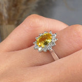 "Marzelle" 1.05 Carat Yellow Oval Cut Natural Diamond Halo Engagement Ring MSR742 HEERA DIAMONDS