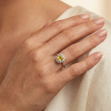 "Marzelle" 1.05 Carat Yellow Oval Cut Natural Diamond Halo Engagement Ring MSR742
