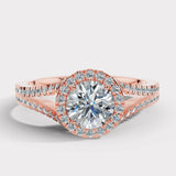 "Mavi" Halo 1.25 Carat Round Brilliant Cut 18k Yellow Gold Engagement Ring HEERA DIAMONDS