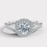 "Mavi" Halo 1.25 Carat Round Brilliant Cut 18k Yellow Gold Engagement Ring HEERA DIAMONDS