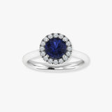 "Melisora" 0.88 Carat Round Cut Blue Sapphire Natural Diamond Engagement Ring MSR788