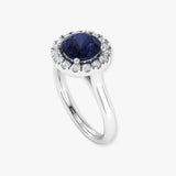 "Melisora" 0.88 Carat Round Cut Blue Sapphire Natural Diamond Engagement Ring MSR788