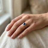 "Melisora" 0.88 Carat Round Cut Blue Sapphire Natural Diamond Engagement Ring MSR788