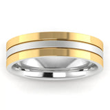 Men's Pattern Band Wedding Ring WP50- Yellow & White Gold