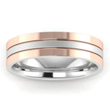 Men's Pattern Band Wedding Ring WP50- Rose & White Gold