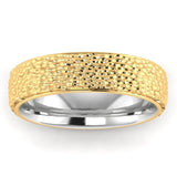 Men's Pattern Band Wedding Ring WP52 - Yellow & White Gold
