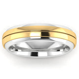 Men's Pattern Band Wedding Ring- White & Yellow Gold