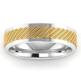 Men's Pattern Band Wedding Ring WP60-  White & Yellow Gold