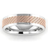 Men's Pattern Band Wedding Ring WP60-  White & Rose Gold