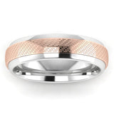 Men's Pattern Band Wedding Ring  WP61- Rose & White Gold