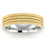 Men's Pattern Band Wedding Ring  WP64- Yellow & White Gold