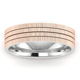 Men's Pattern Band Wedding Ring  WP64- Rose & White Gold