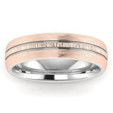 Men's Pattern Band Wedding Ring WP66- Yellow & Rose Gold