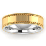 Men's Pattern Band Wedding Ring WP68- Yellow & White Gold